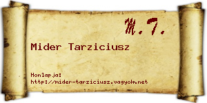 Mider Tarziciusz névjegykártya